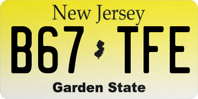 NJ license plate B67TFE