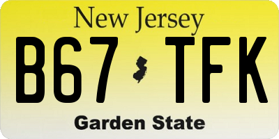 NJ license plate B67TFK