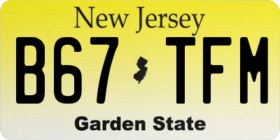 NJ license plate B67TFM
