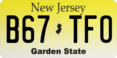 NJ license plate B67TFO
