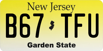 NJ license plate B67TFU