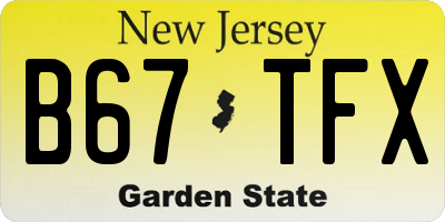 NJ license plate B67TFX