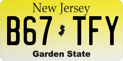 NJ license plate B67TFY