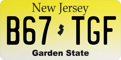 NJ license plate B67TGF
