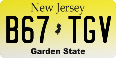 NJ license plate B67TGV