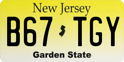 NJ license plate B67TGY