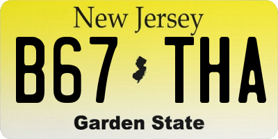 NJ license plate B67THA