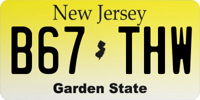 NJ license plate B67THW