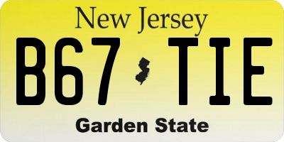 NJ license plate B67TIE