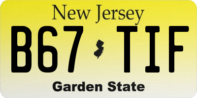 NJ license plate B67TIF
