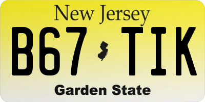 NJ license plate B67TIK