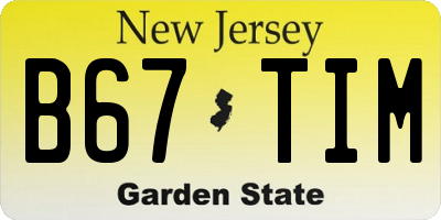 NJ license plate B67TIM