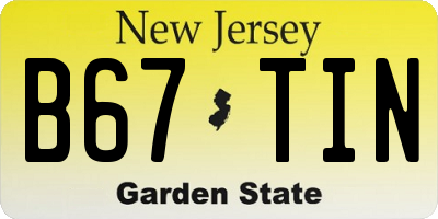 NJ license plate B67TIN