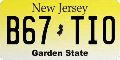 NJ license plate B67TIO