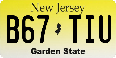 NJ license plate B67TIU