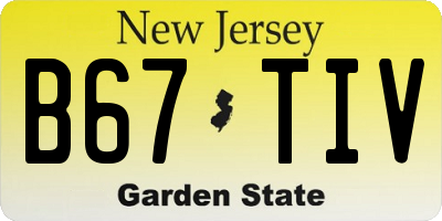 NJ license plate B67TIV