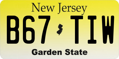 NJ license plate B67TIW