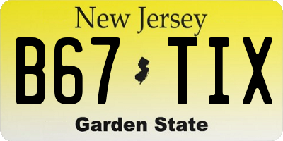 NJ license plate B67TIX