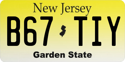 NJ license plate B67TIY