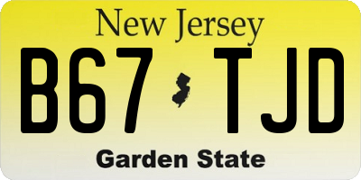 NJ license plate B67TJD