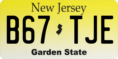 NJ license plate B67TJE