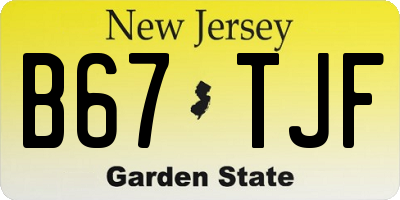 NJ license plate B67TJF