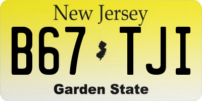 NJ license plate B67TJI