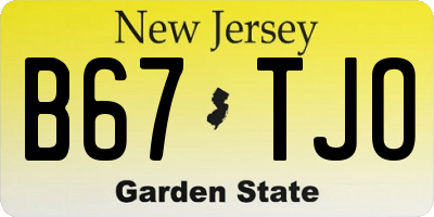 NJ license plate B67TJO