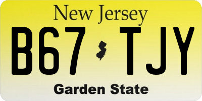 NJ license plate B67TJY
