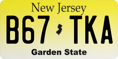 NJ license plate B67TKA