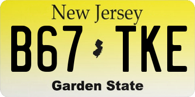 NJ license plate B67TKE