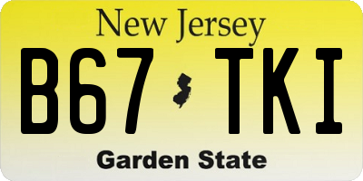 NJ license plate B67TKI