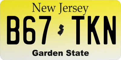 NJ license plate B67TKN