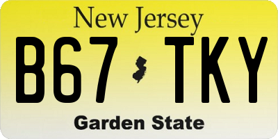 NJ license plate B67TKY