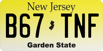 NJ license plate B67TNF
