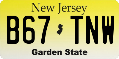 NJ license plate B67TNW