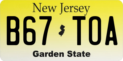 NJ license plate B67TOA