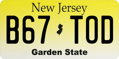 NJ license plate B67TOD