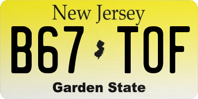 NJ license plate B67TOF