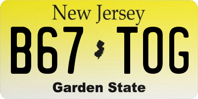 NJ license plate B67TOG