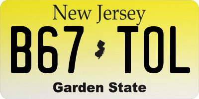 NJ license plate B67TOL