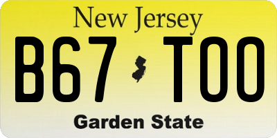 NJ license plate B67TOO