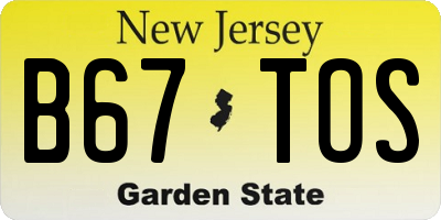 NJ license plate B67TOS