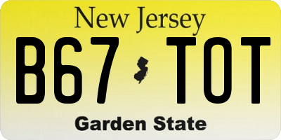 NJ license plate B67TOT