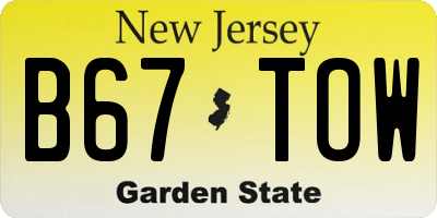 NJ license plate B67TOW