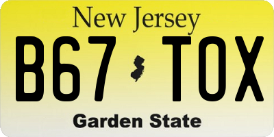 NJ license plate B67TOX