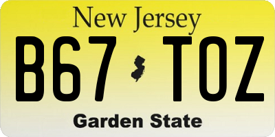 NJ license plate B67TOZ