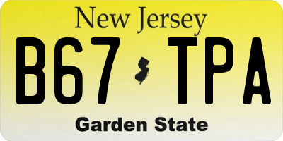NJ license plate B67TPA