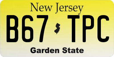 NJ license plate B67TPC