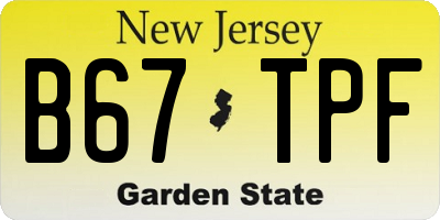 NJ license plate B67TPF
